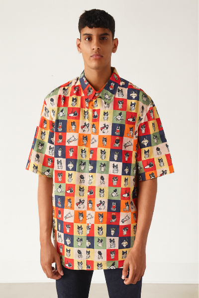 Multicolor Cartoon Patch Shirt