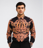 Men’s Black & Copper Baroque Print Shirt