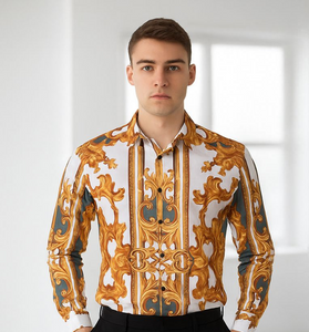 Men’s Baroque Gold Ornamental Print Shirt