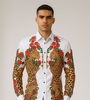 Men’s Designer Printed Shirt with Leopard & Rose Pattern