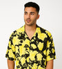 Men’s Yellow & Black Floral Printed Short Sleeve Shirt