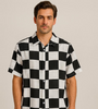 Bold Black & White Checkerboard Casual Shirt for Men