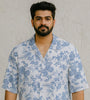 Men’s White & Blue Floral Print Casual Shirt