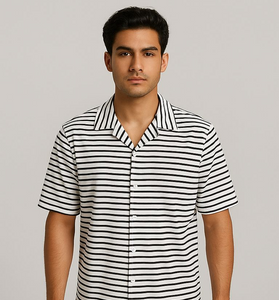 Men’s White & Black Striped Casual Shirt