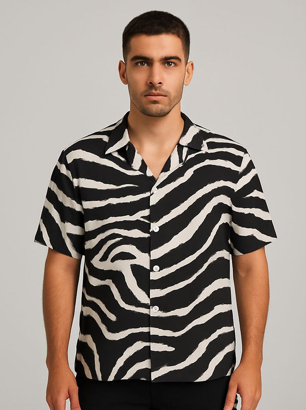 Men’s Black & White Zebra Print Shirt