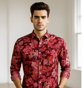 Men printed Tencil Slim Fit Casual Shirt