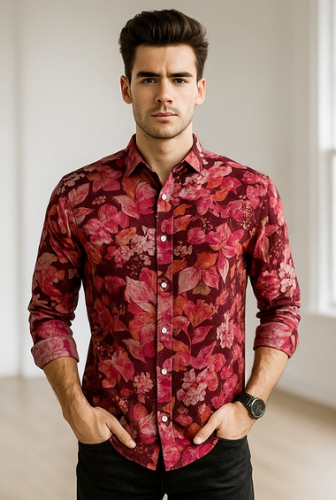 Men printed Tencil Slim Fit Casual Shirt