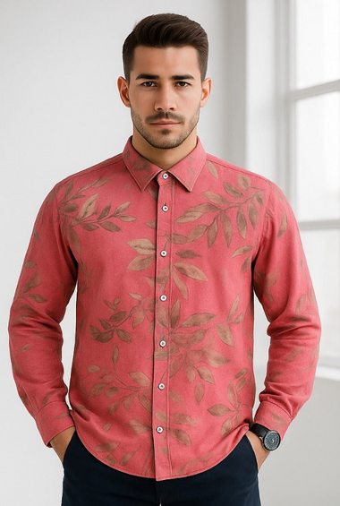 Men printed Tencil Slim Fit Casual Shirt