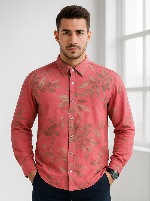 Men printed Tencil Slim Fit Casual Shirt