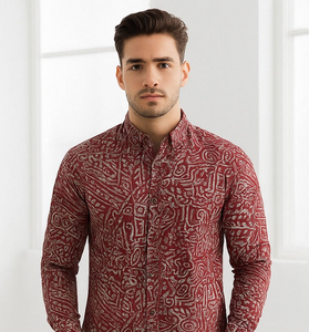 Men printed Tencil Slim Fit Casual Shirt