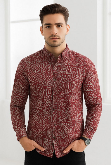Men printed Tencil Slim Fit Casual Shirt