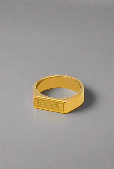 Geometric Gold Engraved Ring