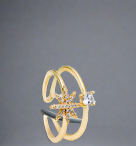 Starburst and Solitaire Open Ring