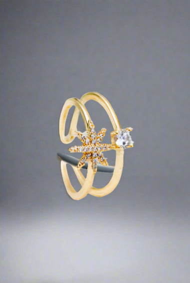 Starburst and Solitaire Open Ring