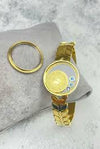 Gold Artistic Dial Bracelet Watch