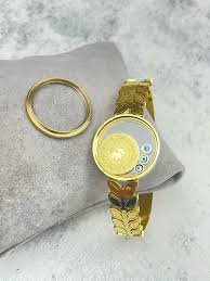 Gold Artistic Dial Bracelet Watch
