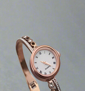 Elegant Rose Gold Crystal Watch Bracelet