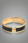 Black &amp; Gold Leather-Inspired Bracelet