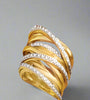Gold &amp; Diamond Criss-Cross Band Ring