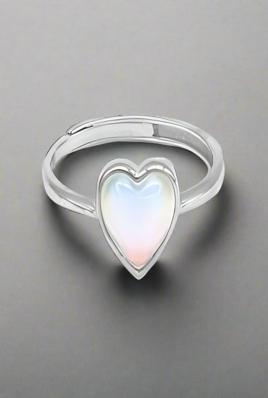 Moonstone Heart Halo Ring