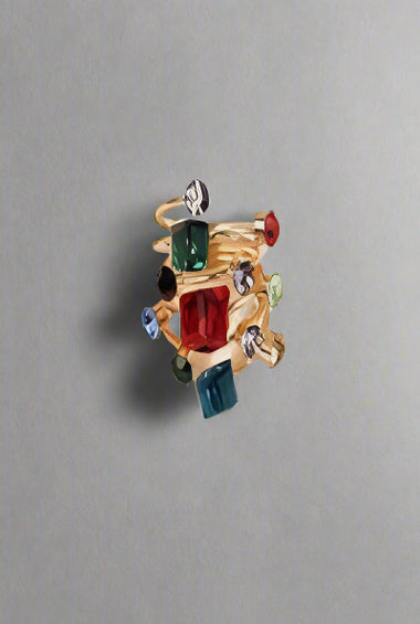 Colorful Gem Cluster Statement Ring