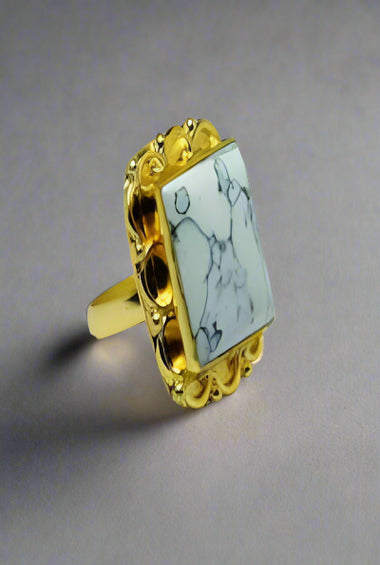 Vintage White Marble Ring