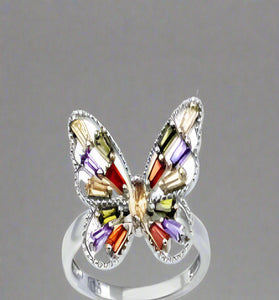 Multicolor Gemstone Butterfly Cocktail Ring
