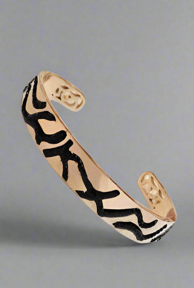 Rose Gold Black Enamel Cuff