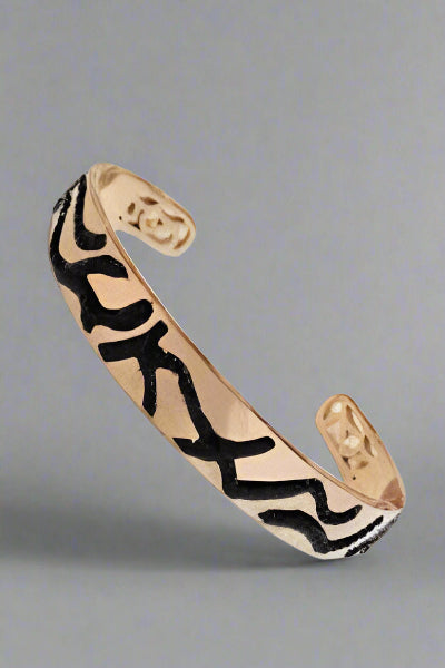 Rose Gold Black Enamel Cuff