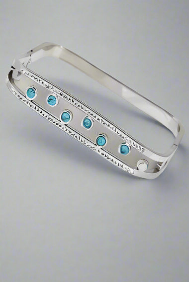 Silver Bracelet with Blue Stones