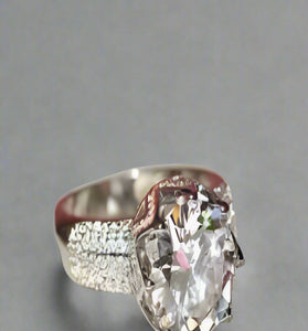 Round-Cut Solitaire Crystal Engagement Ring