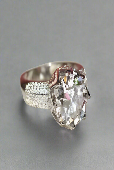 Round-Cut Solitaire Crystal Engagement Ring